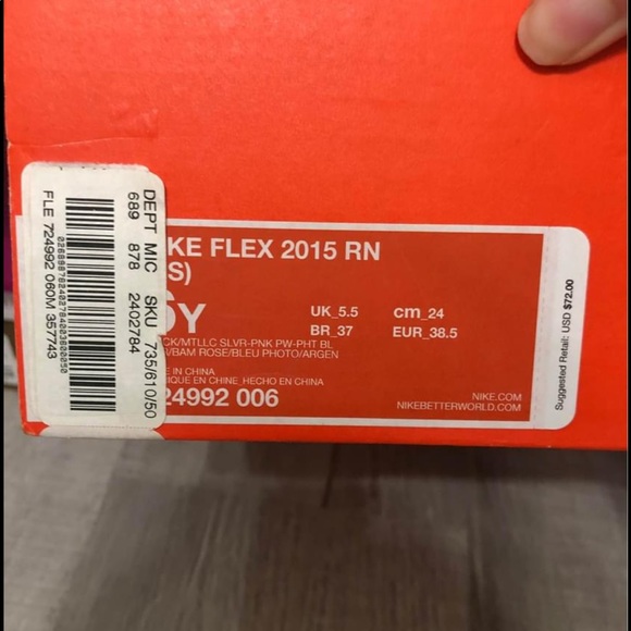 NIKE girls flex athletic shoes black/pink size 6 - Picture 8 of 8